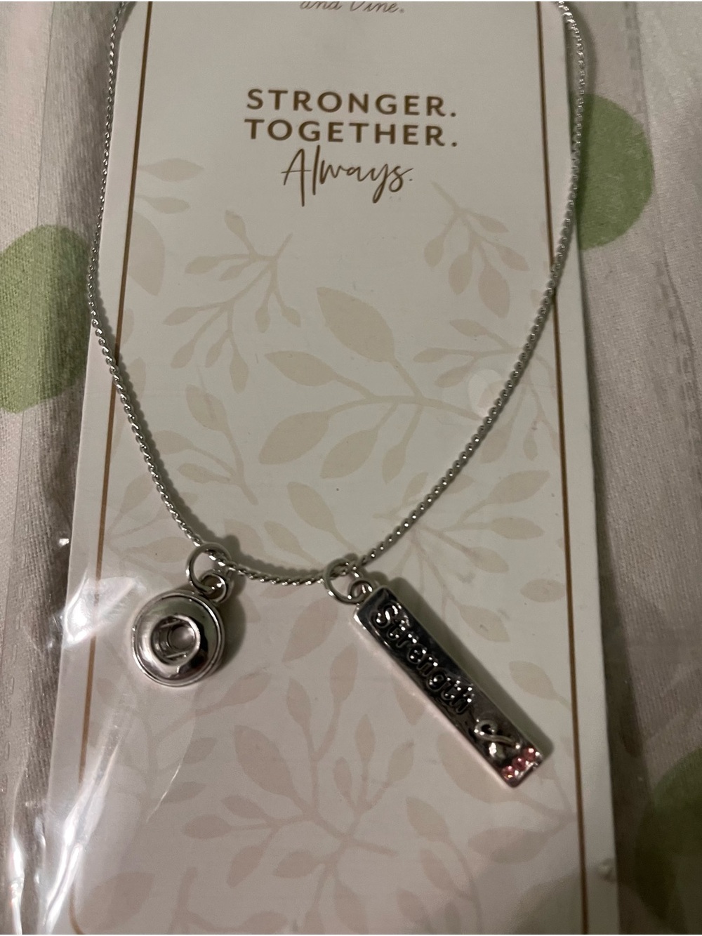 Magnolia Silver 'Stronger Together' Inspirational Bar Necklace